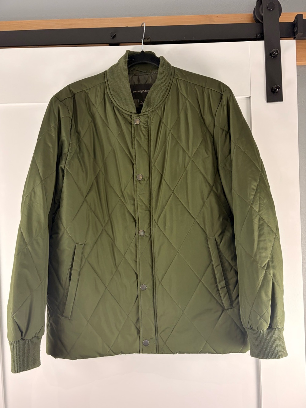 Banana Republic Quilted Baseball Jacket Olive Green Bomber Mens – Size M